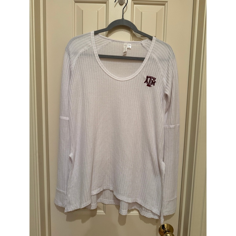 Paxton Ellingwood Top Women S White Excellent Texas A&M Waffle Knit Thermal‎
